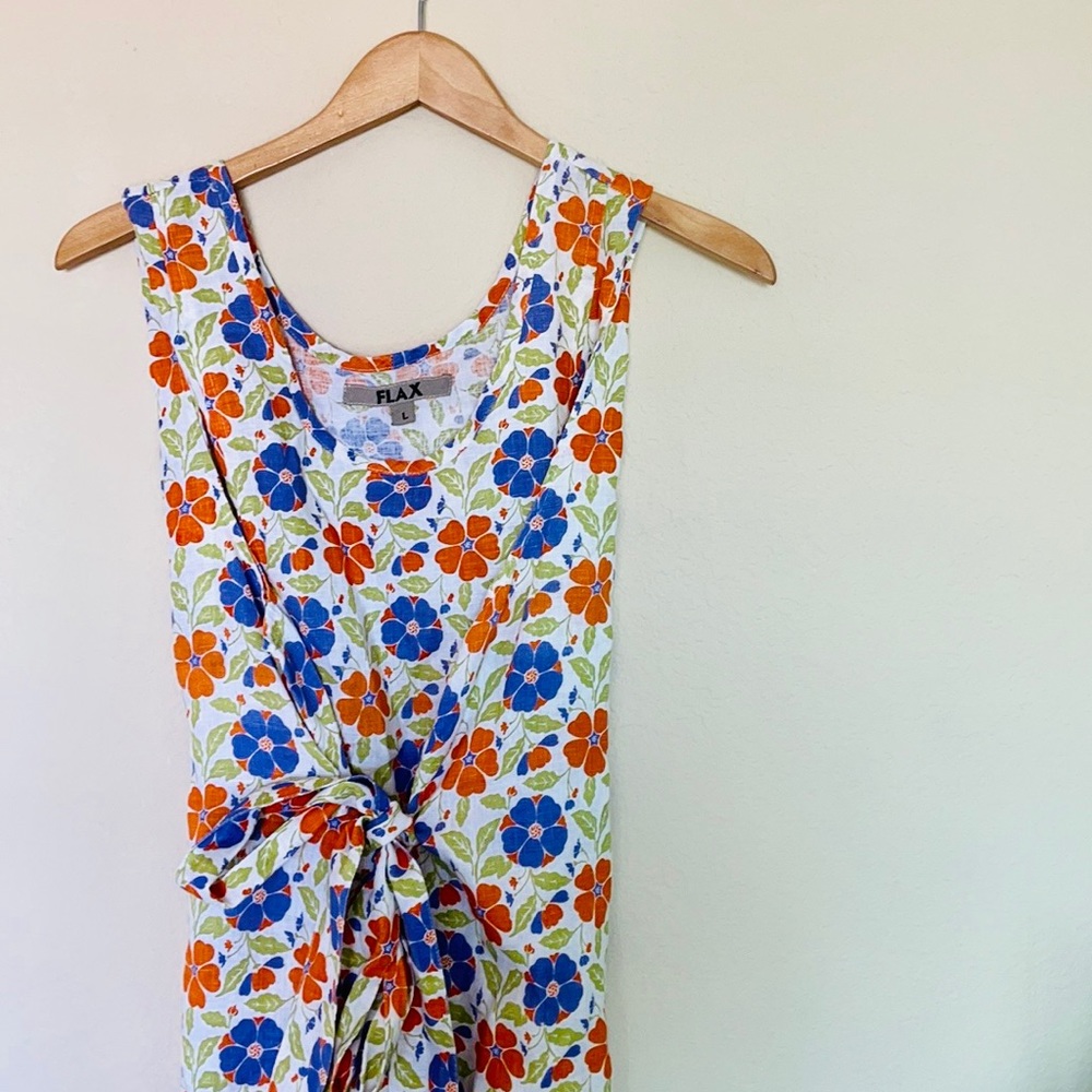 FLAX Floral Print Linen Dress rare